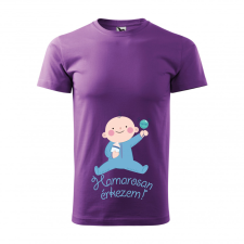 ZSONA DEKOR Póló Hamarosan érkezem fiú mintával - Lila XL méretben egyedi ajándék