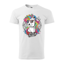 ZSONA DEKOR Póló Hipster unicorn mintával - Fehér L méretben egyedi ajándék