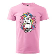 ZSONA DEKOR Póló Hipster unicorn mintával - Rózsaszín S méretben egyedi ajándék