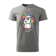 ZSONA DEKOR Póló Hipster unicorn mintával - Szürke XXXL méretben egyedi ajándék