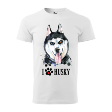 ZSONA DEKOR Póló Husky mintával - Fehér XL méretben v2 egyedi ajándék