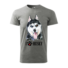 ZSONA DEKOR Póló Husky mintával - Szürke L méretben v2 egyedi ajándék