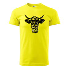 ZSONA DEKOR Póló Keep calm and love cows mintával - Sárga L méretben egyedi ajándék