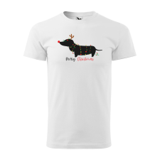 ZSONA DEKOR Póló Merry Christmas tacskó mintával - Fehér S méretben egyedi ajándék