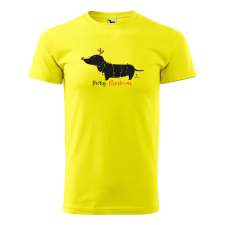 ZSONA DEKOR Póló Merry Christmas tacskó mintával - Sárga S méretben egyedi ajándék