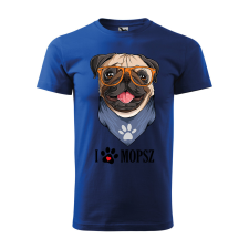 ZSONA DEKOR Póló Mopsz mintával - Kék L méretben v2 egyedi ajándék