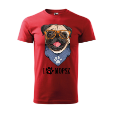 ZSONA DEKOR Póló Mopsz mintával - Piros XXL méretben v2 egyedi ajándék