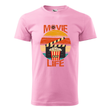 ZSONA DEKOR Póló Movie is my life mintával - Rózsaszín M méretben egyedi ajándék
