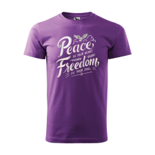 ZSONA DEKOR Póló Peace in your heart mintával - Lila XXL méretben egyedi ajándék