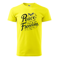 ZSONA DEKOR Póló Peace in your heart mintával - Sárga XXL méretben egyedi ajándék