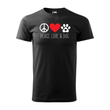 ZSONA DEKOR Póló Peace love and dog mintával - Fekete S méretben egyedi ajándék