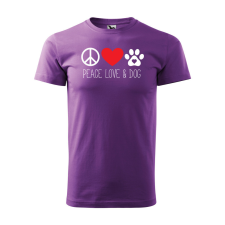 ZSONA DEKOR Póló Peace love and dog mintával - Lila S méretben egyedi ajándék