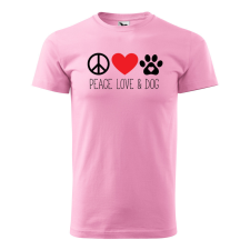 ZSONA DEKOR Póló Peace love and dog mintával - Rózsaszín S méretben egyedi ajándék