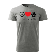 ZSONA DEKOR Póló Peace love and dog mintával - Szürke S méretben egyedi ajándék