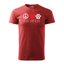 ZSONA DEKOR Póló Peace love and dog mintával - Terrakotta M méretben egyedi ajándék