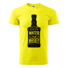 ZSONA DEKOR Póló Save water drink whiskey mintával - Sárga XL méretben egyedi ajándék