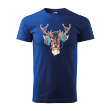 ZSONA DEKOR Póló Szarvas fejhallgatóval mintával - Kék XXXL méretben egyedi ajándék