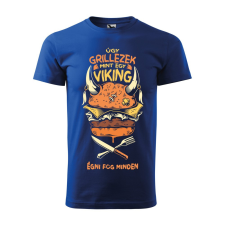ZSONA DEKOR Póló Úgy grillezek mint egy viking mintával - Kék S méretben egyedi ajándék