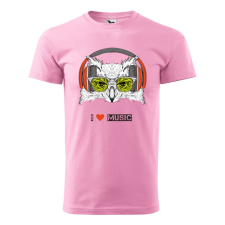 ZSONA DEKOR Póló Zenét hallgató bagoly mintával - Rózsaszín XL méretben egyedi ajándék