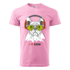 ZSONA DEKOR Póló Zenét hallgató kutya mintával - Rózsaszín M méretben egyedi ajándék