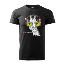 ZSONA DEKOR Póló Zenét hallgató zsiráf mintával - Fekete S méretben egyedi ajándék