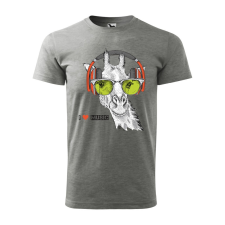 ZSONA DEKOR Póló Zenét hallgató zsiráf mintával - Szürke S méretben egyedi ajándék