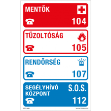 ZSONA DEKOR Segélykérő telefonszámok Öntapadós matrica 160x250 mm információs címke