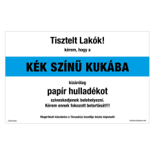 ZSONA DEKOR Szelektív hulladék gyűjtő papír Műanyag tábla 320x500 mm információs címke