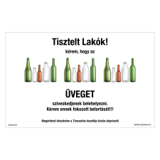 ZSONA DEKOR Szelektív hulladékgyűjtő üveg Alumínium tábla 160x250 mm információs címke