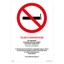 ZSONA DEKOR Tilos a dohányzás! Alumínium tábla 210x297 mm információs címke