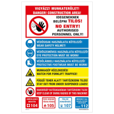 ZSONA DEKOR Vigyázz Munkaterület! Komplex tábla Alumínium tábla 160x250 mm információs címke