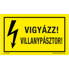 ZSONA DEKOR Vigyázz! Villanypásztor Öntapadós matrica csomag 100x60 mm 5db/csomag információs címke