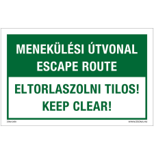 Zsona Menekülési útvonal, eltorlaszolni tilos Öntapadós matrica 320x500 mm információs címke