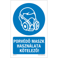 Zsona Porvédő maszk használata kötelező Öntapadós matrica 320x500 mm információs címke
