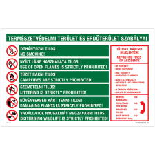 Zsona Természetvédelmi terület és erdőterület szabályai Öntapadós matrica 320x500 mm információs címke