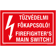 Zsona Tűzvédelmi főkapcsoló Műanyag tábla 160x100 mm információs címke