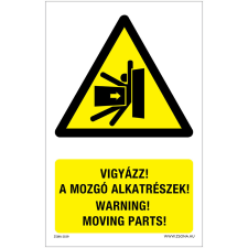 Zsona Vigyázz Mozgó alkatrészek Alumínium tábla 100x160 mm információs címke