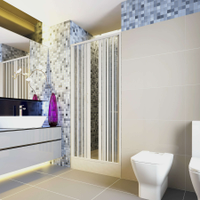  Zuhanyajtó, Italbox Venere 120 AC, fehér, 120x185cm, harmonika, PVC kád, zuhanykabin