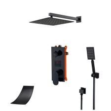  Zuhanycsap szett, Blackswan, M3.3 típus, matt fekete modell, mérete 30 cm csaptelep