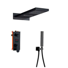  Zuhanycsap szett, Blackswan, M73.11 típus, matt fekete modell, mérete 52 cm fürdőkellék