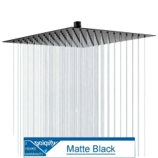  Zuhanyfej, ultravékony kialakítás, nagy áramlás, Matt fekete csaptelep