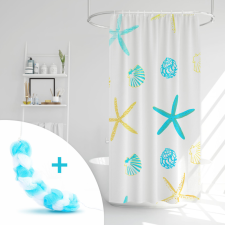  Zuhanyfüggöny szett fürdőpamaccsal - 3 féle - kék, zöld mintás - 180 x 180 cm lakástextília