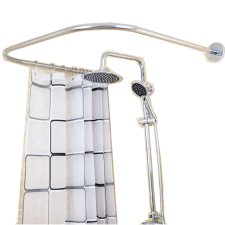  Zuhanyfüggönyrúd, Rozsdamentes acél, Könnyű Szerelés, Fehér, 180*240cm fürdőszoba kiegészítő